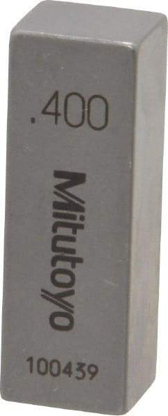 Mitutoyo - 0.4" Rectangular Steel Gage Block - Accuracy Grade AS-1, Includes Certificate of Inspection - All Tool & Supply