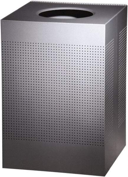 Rubbermaid - 40 Gal Silver Square Decorative Waste Receptacle With Top - Steel, 30" High x 476.25mm Long x 476.25mm Wide - All Tool & Supply