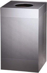 Rubbermaid - 20 Gal Silver Square Decorative Waste Receptacle With Top - Steel, 30" High x 476.25mm Long x 476.25mm Wide - All Tool & Supply