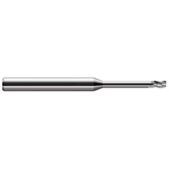 Corner Radius End Mill: 1/4″ Dia, 3/8″ LOC, 0.06″ Radius, 3 Flutes, Solid Carbide 4″ OAL, 1″ Shank Dia, Helix, Bright/Uncoated, Corner Radius End, Centercutting