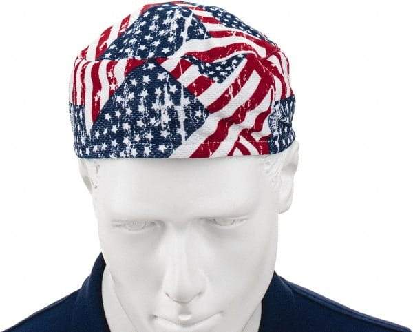 Ergodyne - Size Universal Cooling Skull Cap - Polyester, Blue, Red & White, Flag Pattern - All Tool & Supply