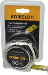 Komelon - 30' x 1" Yellow Blade Tape Measure - 1/16" Graduation, Inch Graduation Style, Silver Case - All Tool & Supply