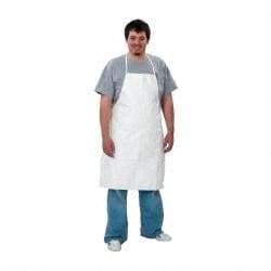 Dupont - 28" Wide x 36" Long x 6 mil Thick Bib Apron - Tyvek, White, Resists Aerosols, Liquid Splashes, Dry Particles - All Tool & Supply