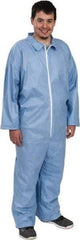 Dupont - Size L FR Disposable Flame Resistant/Retardant Coveralls - Blue, Zipper Closure, Open Cuffs, Open Ankles, Serged Seams - All Tool & Supply