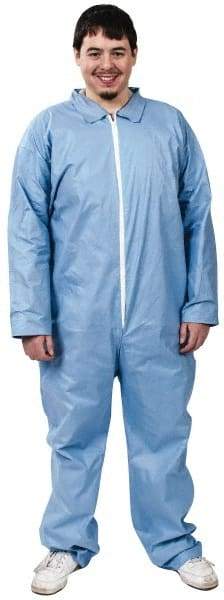 Dupont - Size XL FR Disposable Flame Resistant/Retardant Coveralls - Blue, Zipper Closure, Open Cuffs, Open Ankles, Serged Seams - All Tool & Supply