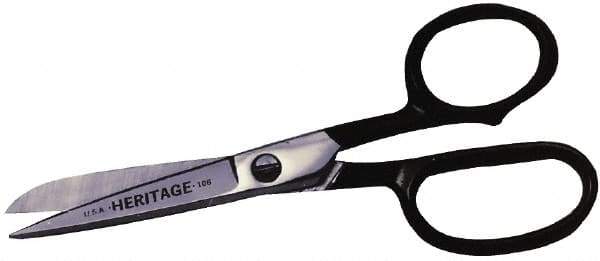 Heritage Cutlery - 5" LOC, 9-1/2" OAL Chrome Plated Standard Shears - Right Hand, Metal Straight Handle, For General Purpose Use - All Tool & Supply