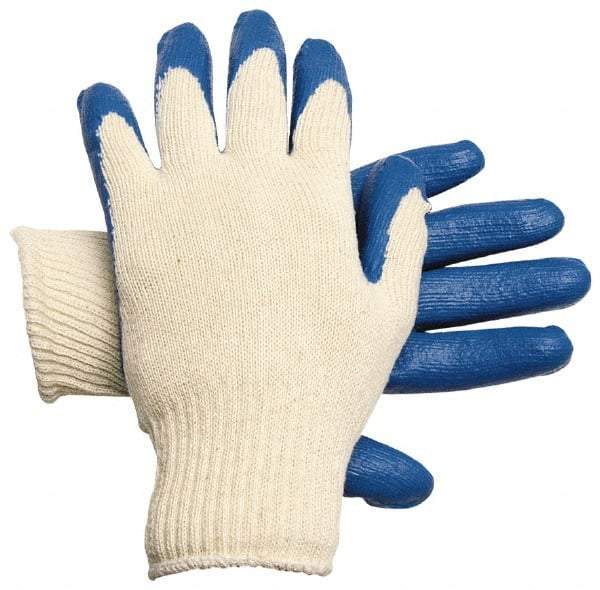 MCR Safety - Size S (7) Latex Coated Cotton/Polyester General Protection Work Gloves - For General Purpose, Palm & Fingers Coated, Knit Wrist Cuff, Full Fingered, Natural/Yellow, Paired - All Tool & Supply