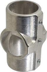 Hollaender - 1-1/2" Pipe, Cross-E, Aluminum Alloy Cross Pipe Rail Fitting - Bright Finish - All Tool & Supply