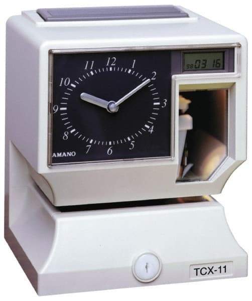 Amano - 110 VAC, Dial,Digital Plastic Manual and Automatic Time Clock and Recorder - 6-3/4 Inch Wide x 6-1/4 Inch Deep x 8-1/4 Inch High, White, UL and CUL Listed - All Tool & Supply