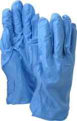 SHOWA - Size 2XL (11), 12" Long, 9 mil Thick, Nitrile Chemical Resistant Gloves - Textured Finish, Rolled Cuff, ANSI Abrasion Level 0, ANSI Cut Level 0, ANSI Puncture Level 1, Blue, FDA Approved - All Tool & Supply