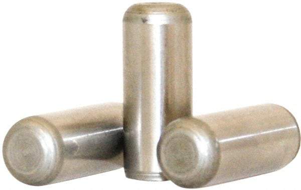 Value Collection - 4mm Diam x 20mm Pin Length 316 Stainless Steel Standard Dowel Pin - Bright Finish, 1 Rounded End - All Tool & Supply