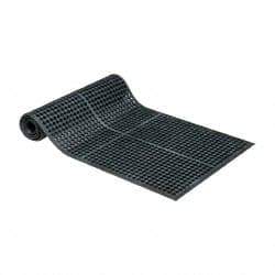 PRO-SAFE - 10' Long x 3' Wide, Dry/Wet Environment, Anti-Fatigue Matting - Black, Natural Rubber with Rubber Base - All Tool & Supply