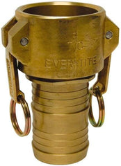 EVER-TITE Coupling Products - 2-1/2" Brass Cam & Groove Suction & Discharge Hose Female Coupler Hose Shank - Part C, 250 Max psi - All Tool & Supply