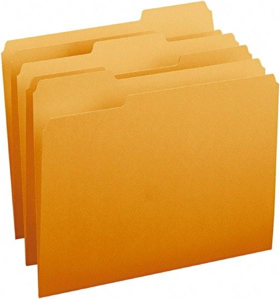 SMEAD - 8-1/2 x 11", Letter Size, Orange, File Folders with Top Tab - 11 Point Stock, Assorted Tab Cut Location - All Tool & Supply