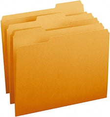 SMEAD - 8-1/2 x 11", Letter Size, Orange, File Folders with Top Tab - 11 Point Stock, Assorted Tab Cut Location - All Tool & Supply