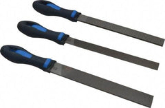 PFERD - 3 Piece American Pattern File Set - 8" Long, Coarse Coarseness, Ergonomic Handle, Set Includes Half Round, All Purpose, Rasp - All Tool & Supply