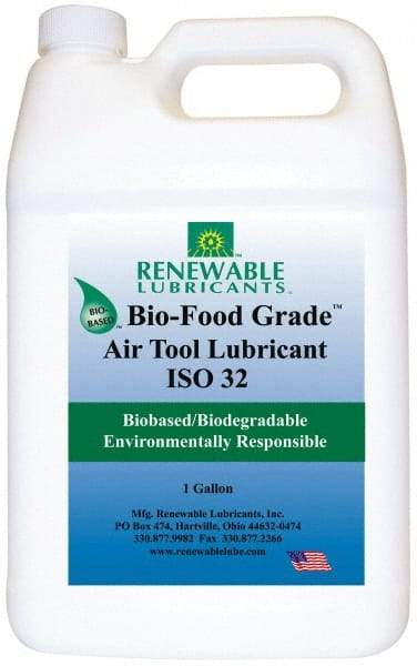 Renewable Lubricants - 1 Gal Bottle, ISO 32, Air Tool Oil - -20°F to 230°, 29.33 Viscosity (cSt) at 40°C, 7.34 Viscosity (cSt) at 100°C, Series Bio-Food Grade - All Tool & Supply