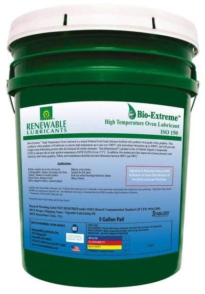 Renewable Lubricants - 5 Gal Pail Synthetic/Graphite Lubricant - White, -28°F to 2,000°F, Food Grade - All Tool & Supply