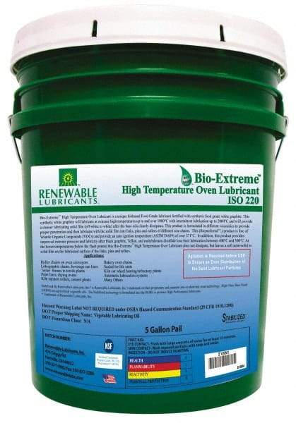 Renewable Lubricants - 5 Gal Pail Synthetic/Graphite Lubricant - White, -28°F to 2,000°F, Food Grade - All Tool & Supply