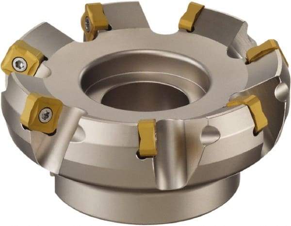 Sumitomo - 5" Cut Diam, 1-1/2" Arbor Hole, 0.314" Max Depth of Cut, 25° Indexable Chamfer & Angle Face Mill - 11 Inserts, SNMT 1205 Insert, Right Hand Cut, Series SumiMill - All Tool & Supply