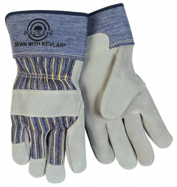 MCR Safety - Size S Cowhide Work Gloves - Uncoated, Safety Cuff, Blue/Gray, Paired - All Tool & Supply