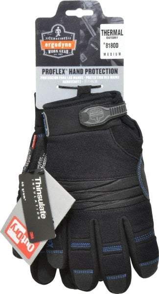 Ergodyne - Size M PVC Coated Cold Protection & Waterproof Work Gloves - Palm & Fingers Coated, Hook & Loop Cuff, Black, Paired - All Tool & Supply