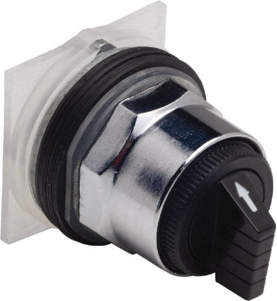 Schneider Electric - 30mm Mount Hole, 3 Position, Knob and Pushbutton Operated, Selector Switch Only - Black, Maintained (MA), without Contact Blocks, Weatherproof and Dust and Oil Resistant - All Tool & Supply