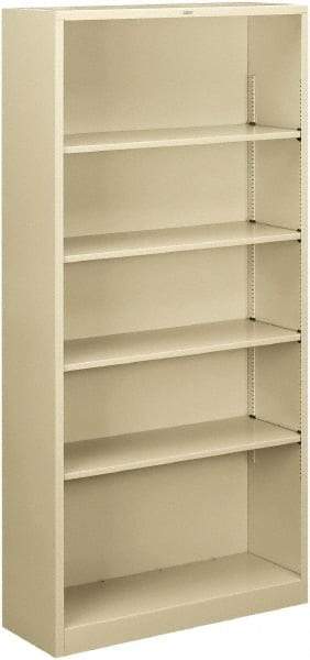 Hon - 5 Shelf, 71" High x 34-1/2" Wide Bookcase - 12-5/8" Deep, Steel, Putty - All Tool & Supply