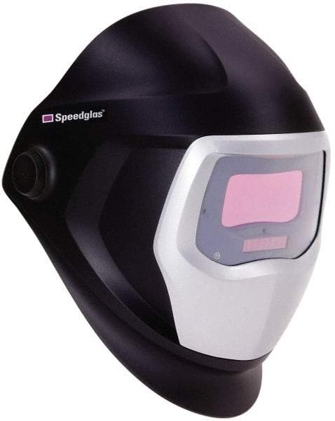 3M - 3-3/4" Window Width x 1-3/4" Window Height, 5, 8 to 13 Shade Auto-Darkening Lens, Fixed Front Welding Helmet - Black/Gray PPA Green Lens - All Tool & Supply