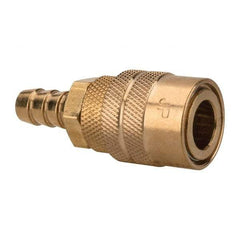 Value Collection - Hose Barb Industrial Pneumatic Hose Coupler (Six Ball) - Brass, 1/4" Body Diam, 3/8" Hose ID - All Tool & Supply