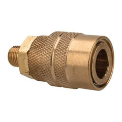 Value Collection - 1/8 Male NPT Industrial Pneumatic Hose Coupler - Brass, 1/4" Body Diam, 1/8" Hose ID - All Tool & Supply