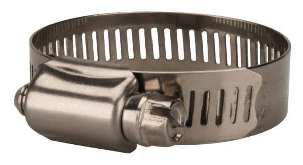 Value Collection - SAE Size 24, 1 to 2" Diam, Stainless Steel Worm Drive Clamp - 1/2" Wide, Material Grade 201 - All Tool & Supply