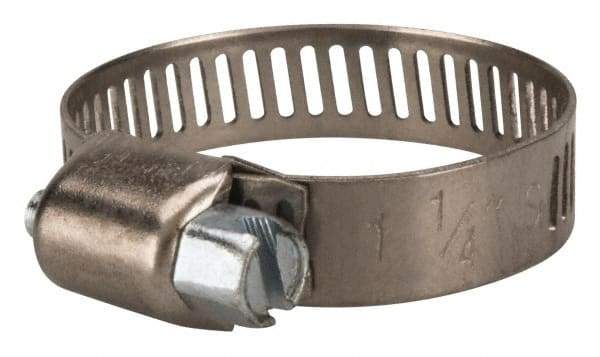 Value Collection - SAE Size 12, 1/2 to 1-1/4" Diam, Stainless Steel/Carbon Steel Worm Drive Clamp - 5/16" Wide, Material Grade 301 - All Tool & Supply