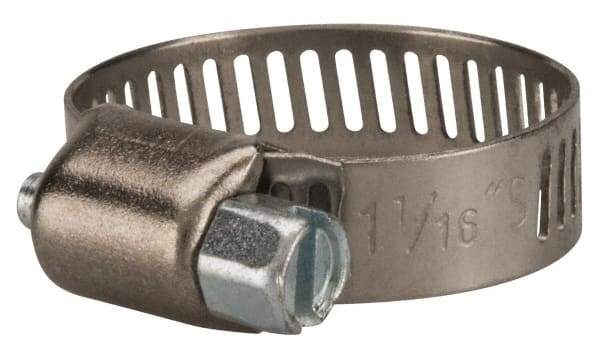 Value Collection - SAE Size 10, 3/8 to 1-1/16" Diam, Stainless Steel/Carbon Steel Worm Drive Clamp - 5/16" Wide, Material Grade 301 - All Tool & Supply