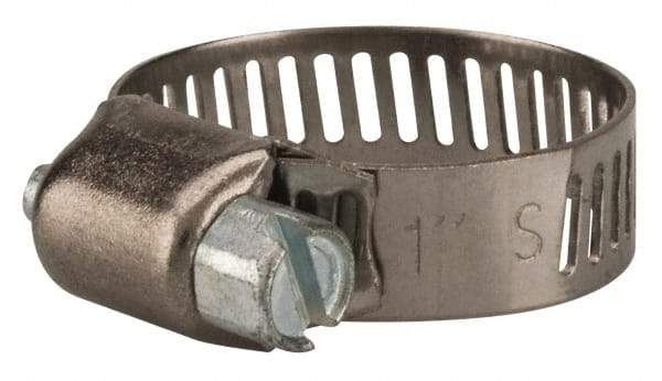 Value Collection - SAE Size 8, 3/8 to 1" Diam, Stainless Steel/Carbon Steel Worm Drive Clamp - 5/16" Wide, Material Grade 301 - All Tool & Supply