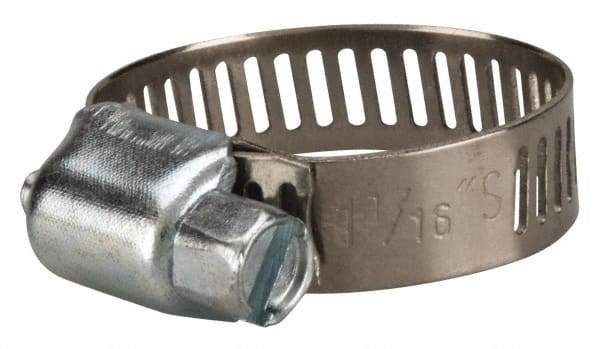 Value Collection - SAE Size 10, 3/8 to 1-1/16" Diam, Stainless Steel/Carbon Steel Worm Drive Clamp - 5/16" Wide, Material Grade 201 - All Tool & Supply