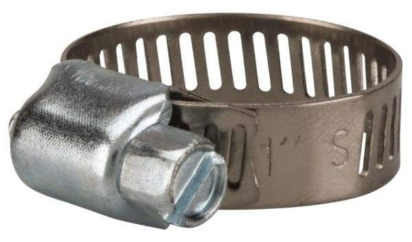 Value Collection - SAE Size 8, 3/8 to 1" Diam, Stainless Steel/Carbon Steel Worm Drive Clamp - 5/16" Wide, Material Grade 201 - All Tool & Supply