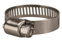 Value Collection - SAE Size 12, 1/2 to 1-1/4" Diam, Stainless Steel Worm Drive Clamp - 5/16" Wide, Material Grade 201 - All Tool & Supply