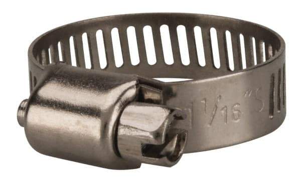 Value Collection - SAE Size 10, 3/8 to 1-1/16" Diam, Stainless Steel Worm Drive Clamp - 5/16" Wide, Material Grade 201 - All Tool & Supply