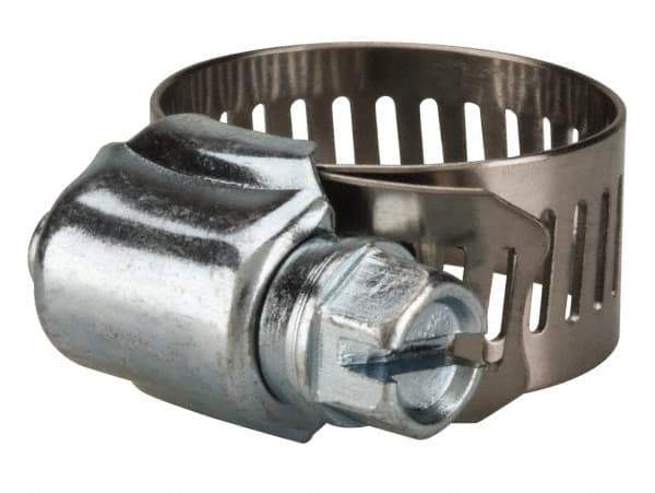 Value Collection - SAE Size 8, 7/16 to 1" Diam, Stainless Steel/Carbon Steel Worm Drive Clamp - 1/2" Wide, Material Grade 201 - All Tool & Supply