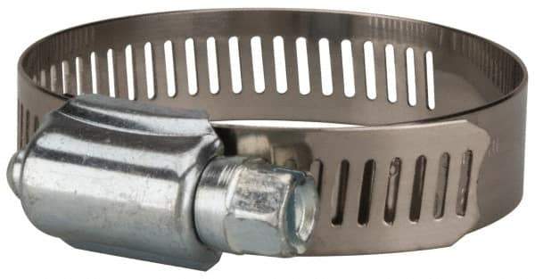 Value Collection - SAE Size 28, 1-1/4 to 2-1/4" Diam, Stainless Steel/Carbon Steel Worm Drive Clamp - 1/2" Wide, Material Grade 201 - All Tool & Supply