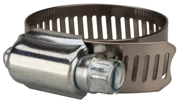 Value Collection - SAE Size 16, 11/16 to 1-1/2" Diam, Stainless Steel/Carbon Steel Worm Drive Clamp - 1/2" Wide, Material Grade 201 - All Tool & Supply