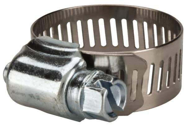 Value Collection - SAE Size 12, 1/2 to 1-1/4" Diam, Stainless Steel/Carbon Steel Worm Drive Clamp - 1/2" Wide, Material Grade 201 - All Tool & Supply