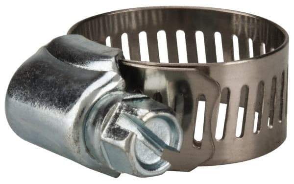 Value Collection - SAE Size 10, 1/2 to 1-1/16" Diam, Stainless Steel/Carbon Steel Worm Drive Clamp - 1/2" Wide, Material Grade 201 - All Tool & Supply