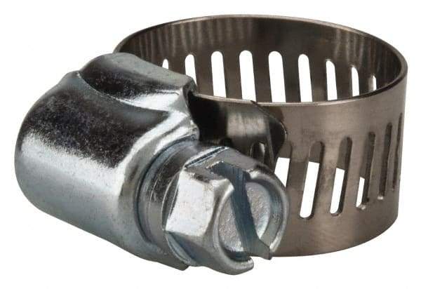 Value Collection - SAE Size 6, 3/8 to 7/8" Diam, Stainless Steel/Carbon Steel Worm Drive Clamp - 1/2" Wide, Material Grade 201 - All Tool & Supply