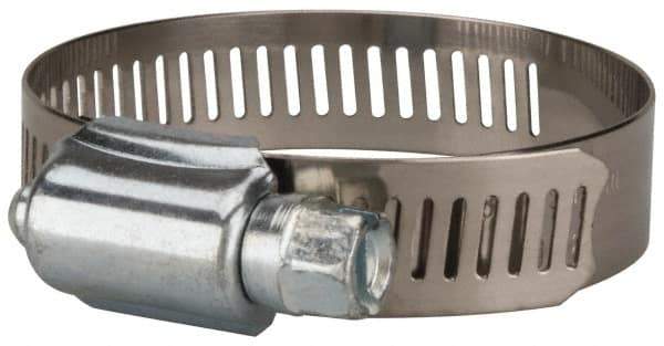 Value Collection - SAE Size 32, 1-1/2 to 2-1/2" Diam, Stainless Steel/Carbon Steel Worm Drive Clamp - 1/2" Wide, Material Grade 201 - All Tool & Supply