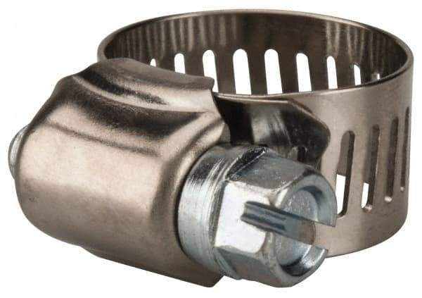 Value Collection - SAE Size 6, 3/8 to 7/8" Diam, Stainless Steel/Carbon Steel Worm Drive Clamp - 1/2" Wide, Material Grade 201 - All Tool & Supply