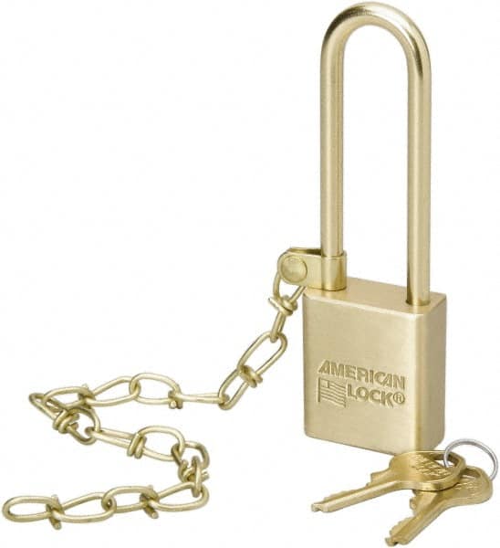 Ability One - Padlocks; Keyed: Keyed Different ; Shackle Clearance: 3 (Inch); Shackle Width: 1-1/2 ; Shackle Diameter: 1/4 (Inch); Material: Brass - Exact Industrial Supply