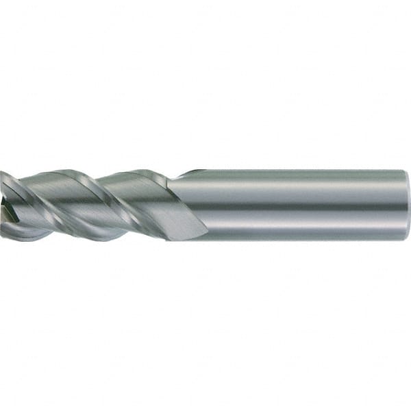 Corner Radius End Mill: 3/4″ Dia, 2-1/4″ LOC, 0.12″ Radius, 3 Flutes, Solid Carbide 5″ OAL, 3/4″ Shank Dia, 37 ° Helix, Bright/Uncoated, Corner Radius End, Centercutting, Series AADE