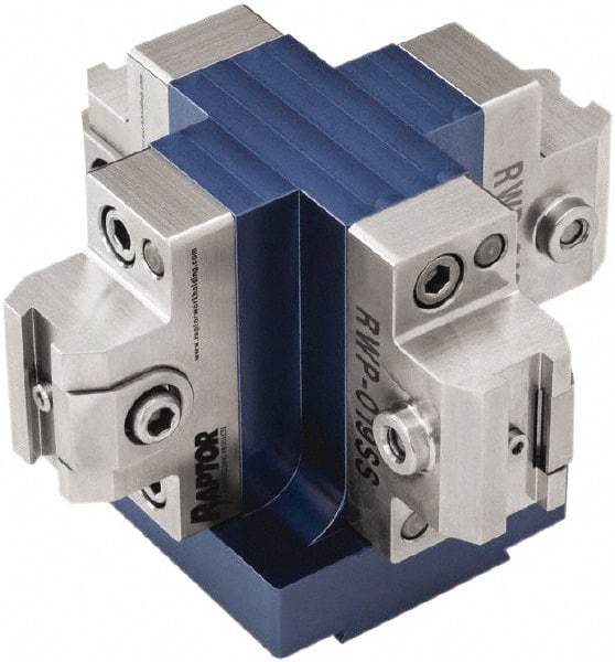 Raptor Workholding - 3.13" High x 4-1/2" Wide x 4-1/2" Long Dovetail Vise - 3/8" Jaw Opening Capacity, 1/8" High x 1-1/4" Wide Jaw, For 4 & 5 Axis Workholding Systems - All Tool & Supply